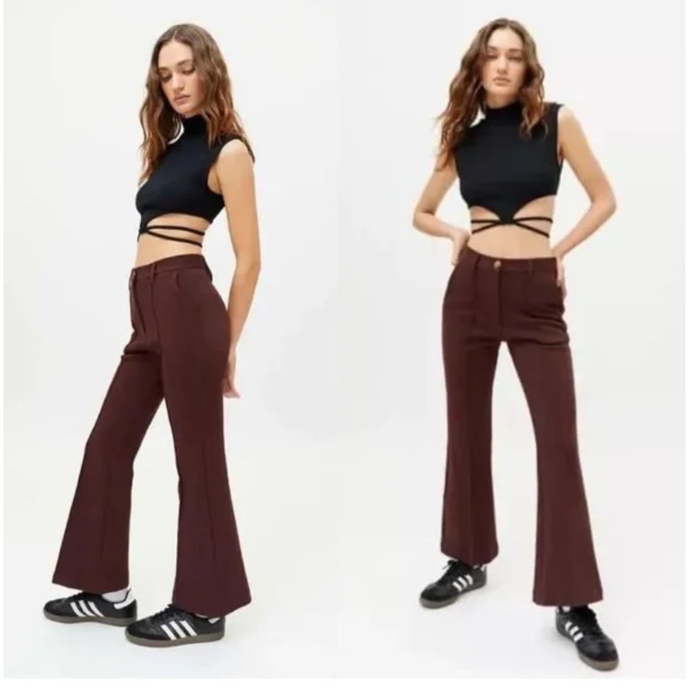 URBAN OUTFITTERS Isabella Hight-Wasted Flare Pants in Chocolate Brown size L